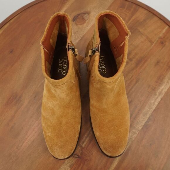 Franco Sarto Womens Malina Ankle Boots Booties Tan Brown Suede Zip Block 6.5M - Picture 6 of 9